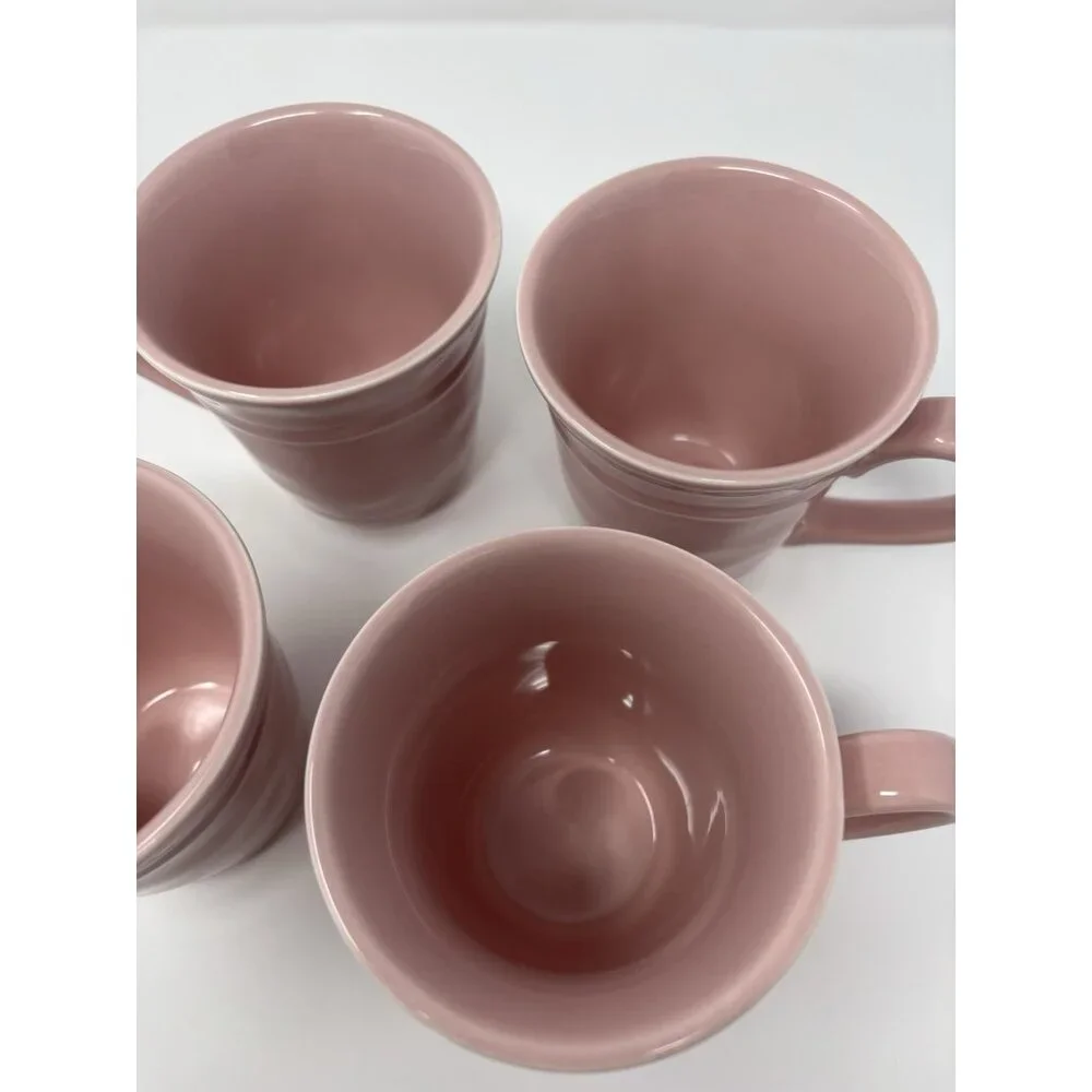 Pottery Barn Cambria Handcrafted Stoneware Mugs Rose Color Set Of 4